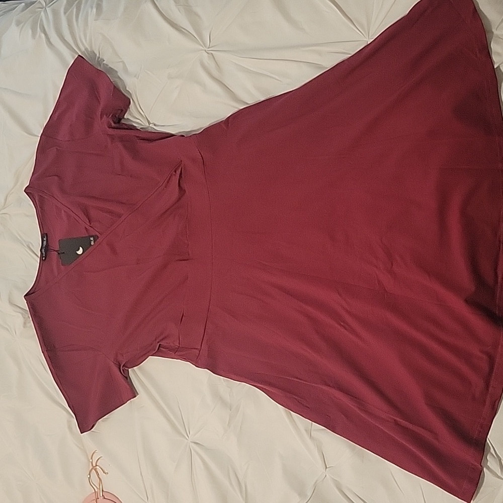 Burgundy v-neck dress